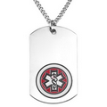 Slimline Red Medical Emblem Stainless Steel Dog Tag